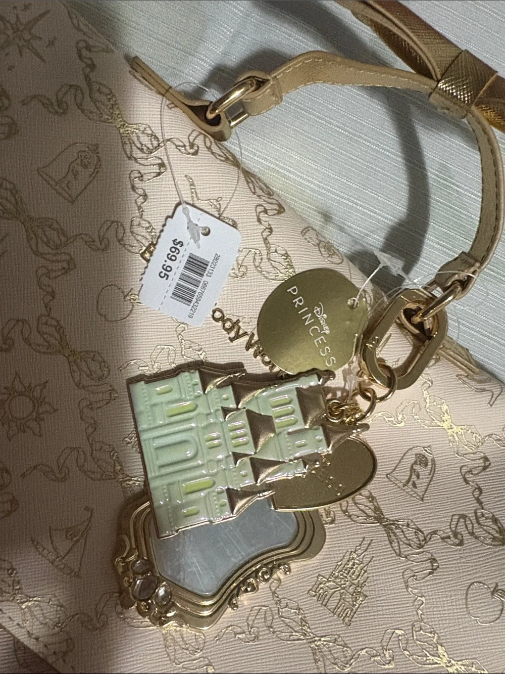 B&BW’s Disney Princess Cream Patterned Women's Backpack with Gold Hardware